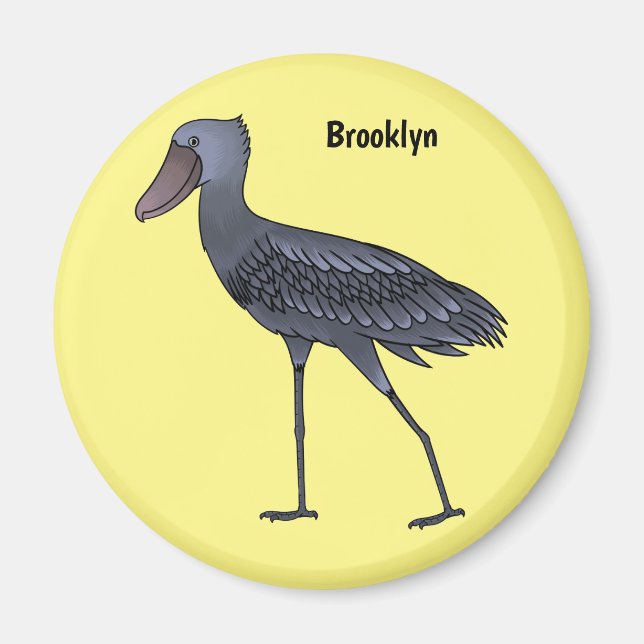 Shoebill bird cartoon illustration magnet (Front)