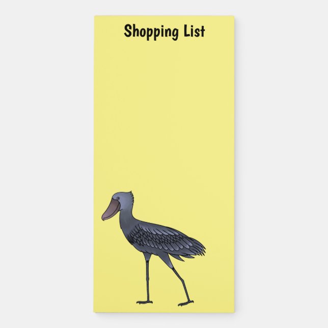 Shoebill bird cartoon illustration  magnetic notepad (Front)