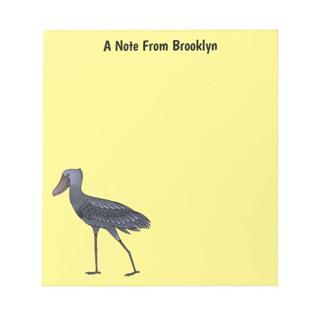 Shoebill bird cartoon illustration  notepad (Front)