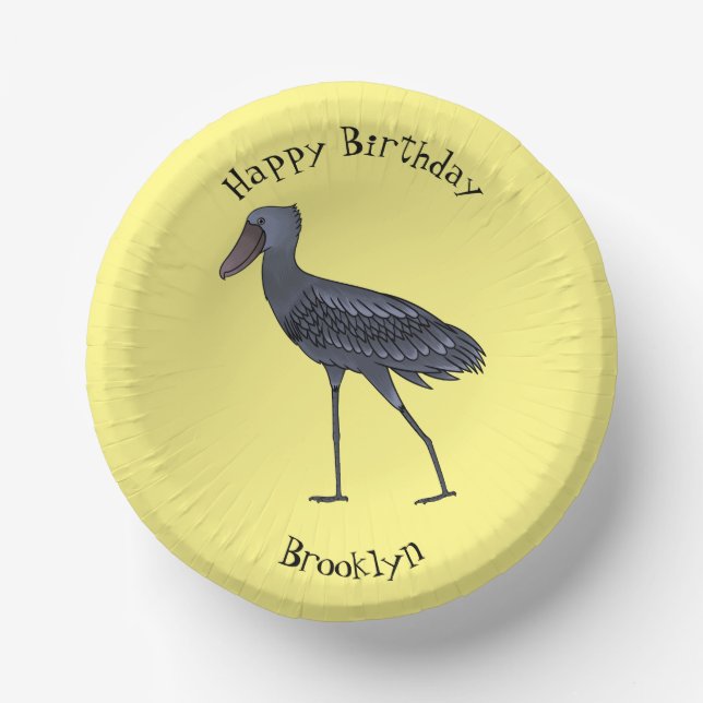 Shoebill bird cartoon illustration  paper bowls (Front)