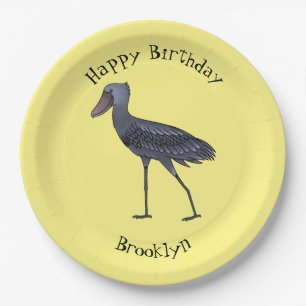 Shoebill bird cartoon illustration paper plates