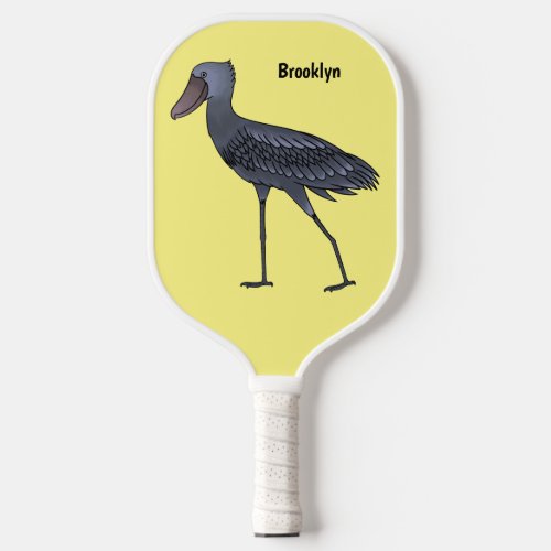 Shoebill bird cartoon illustration  pickleball paddle