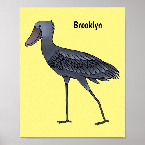 Shoebill bird cartoon illustration  poster