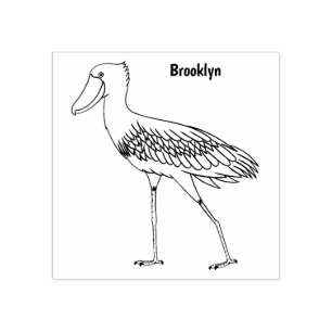 Shoebill bird cartoon illustration rubber stamp