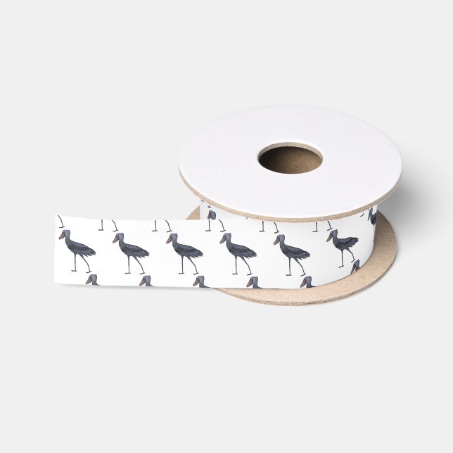 Shoebill bird cartoon illustration satin ribbon (Spool)