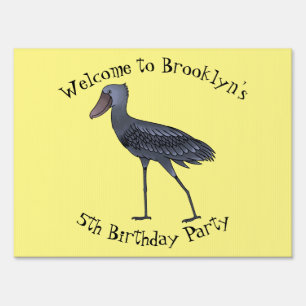 Shoebill bird cartoon illustration sign
