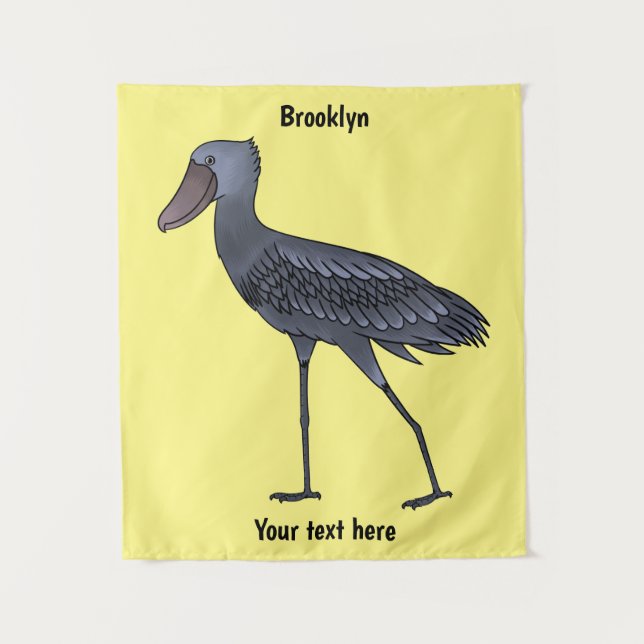Shoebill bird cartoon illustration tapestry (Front)