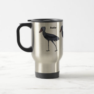 Shoebill bird cartoon illustration travel mug