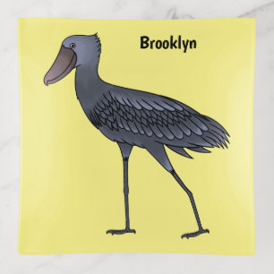 Shoebill bird cartoon illustration  trinket tray