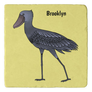 Shoebill bird cartoon illustration trivet