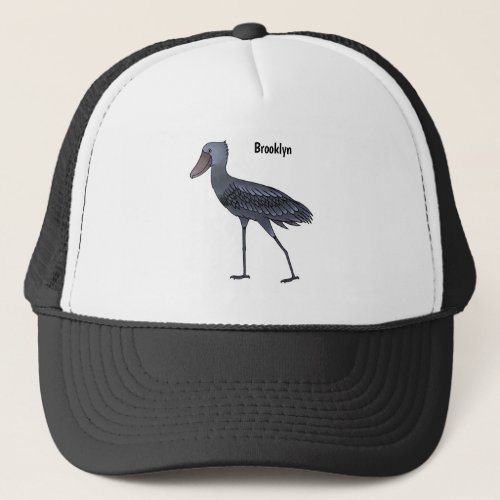 Shoebill bird cartoon illustration  trucker hat