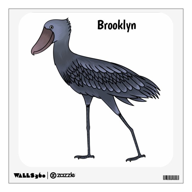 Shoebill bird cartoon illustration  wall decal (Front)