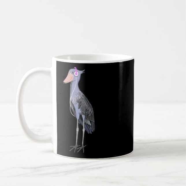 Shoebill Bird Music Headphones Birdwatcher Animal  Coffee Mug (Left)