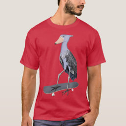 Shoebill Bird Skateboard Birdwatcher Animal Biolog T-Shirt