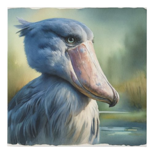 Shoebill in the Wetlands 2 _ Watercolor Faux Canvas Print