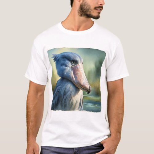 Shoebill in the Wetlands 2 _ Watercolor T_Shirt