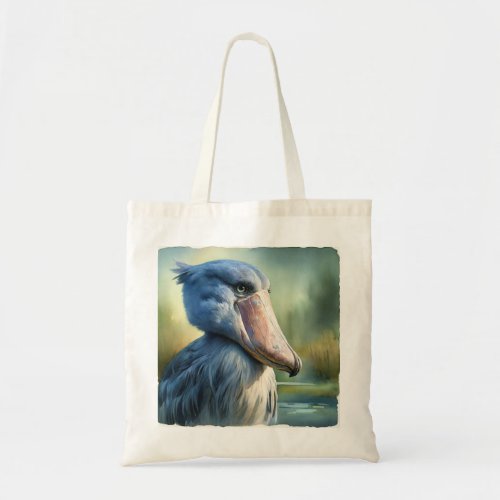 Shoebill in the Wetlands 2 _ Watercolor Tote Bag