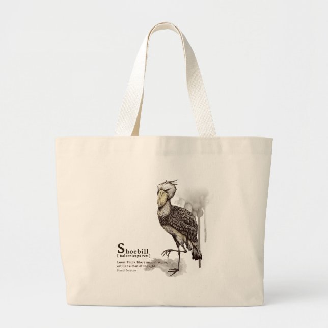 shoebill - mocha large tote bag (Front)