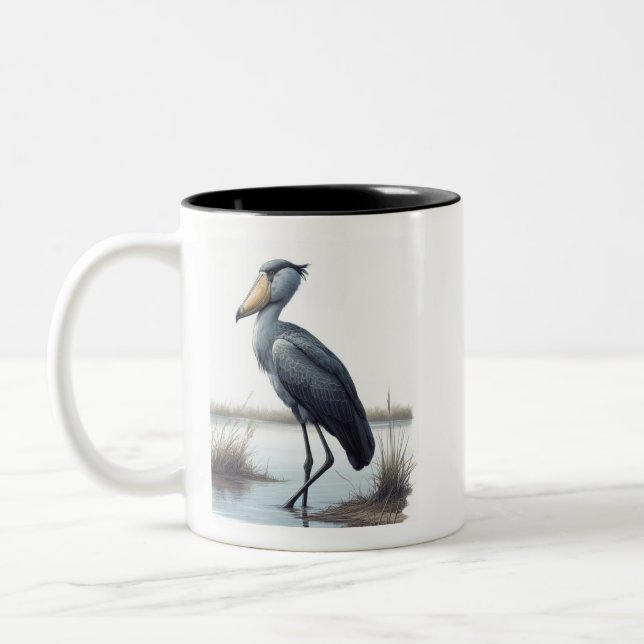 Shoebill Stork Two-Tone Coffee Mug (Left)