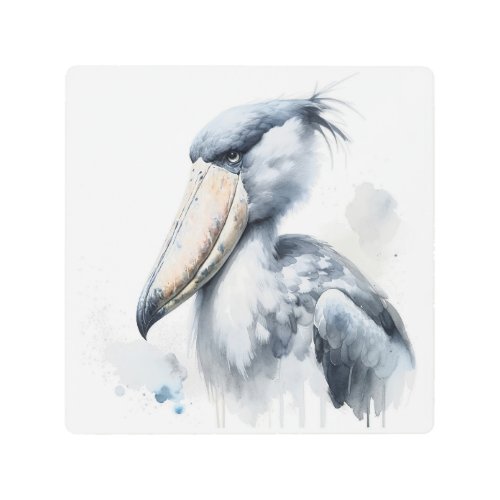 Shoebill Stork Watercolor AREF309 _ Watercolor Metal Print