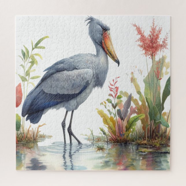 Shoebill Stork Watercolor painting Jigsaw Puzzle (Vertical)