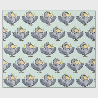Shoebill with Flowers and Mint Pattern Wrapping Paper