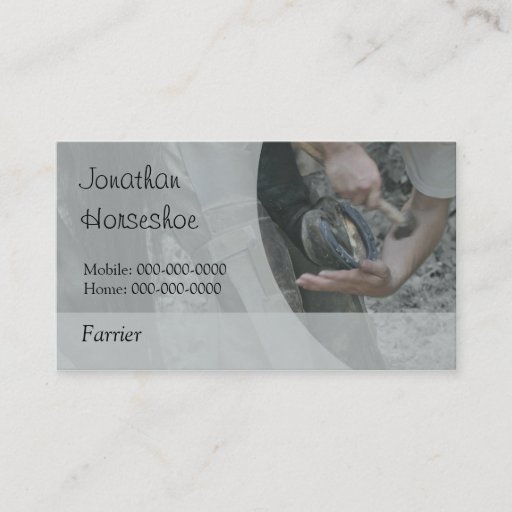 Customizable Farrier horseshoeing business card