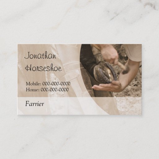 Customizable Farrier horseshoeing business card