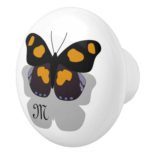 Shoemaker Butterfly Shadow Monogram Ceramic Knob (Right)