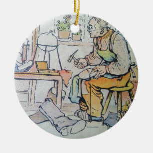 Shoemaker shoe repair business antique watercolor ceramic ornament