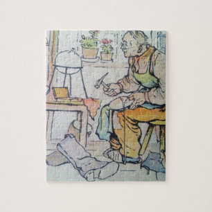 Shoemaker shoe repair business antique watercolor jigsaw puzzle