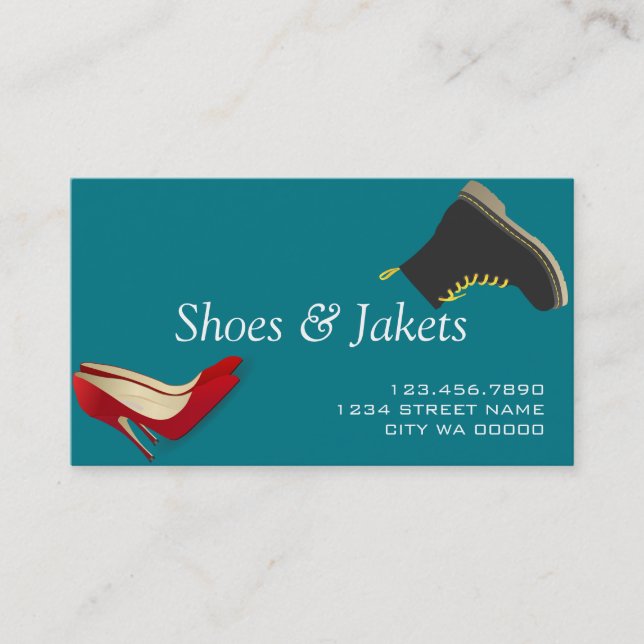 Shoes, Coats, Repair Shop Business Card (Front)