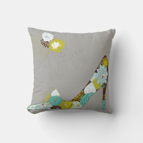 Shoes High Heel on silver Throw Pillow