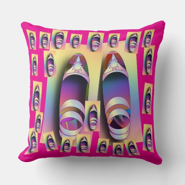 Shoes + Hot Pink  Throw Pillow (Front)