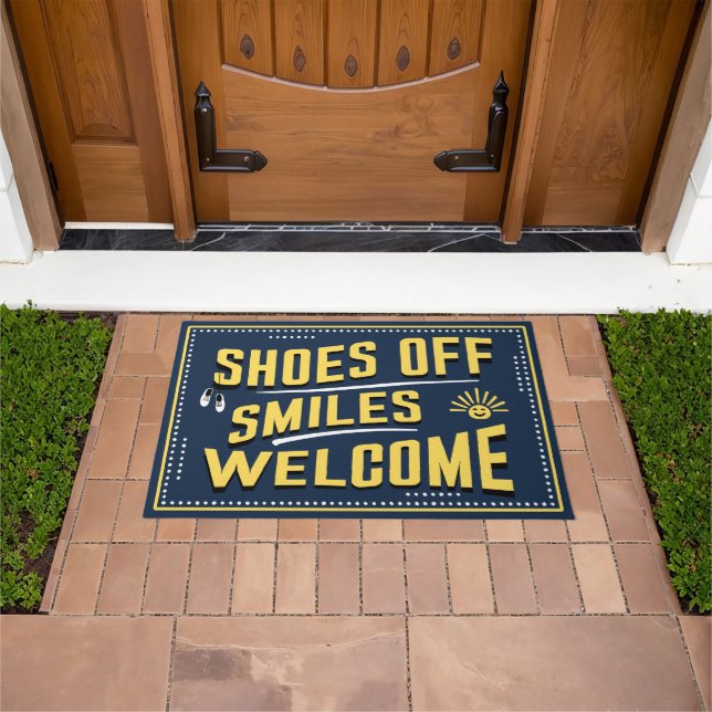 Shoes Off, Smiles Welcome - Friendly greeting Doormat (Outdoor)