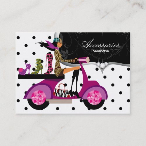 Shoes Scooter Girl Handbag Fashion Dots Business Card