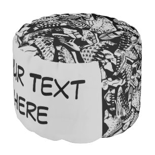 SHOES SHOES SHOES - black + your text & backgr. Pouf