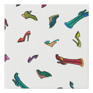 Shoes watercolor seamless pattern faux canvas print