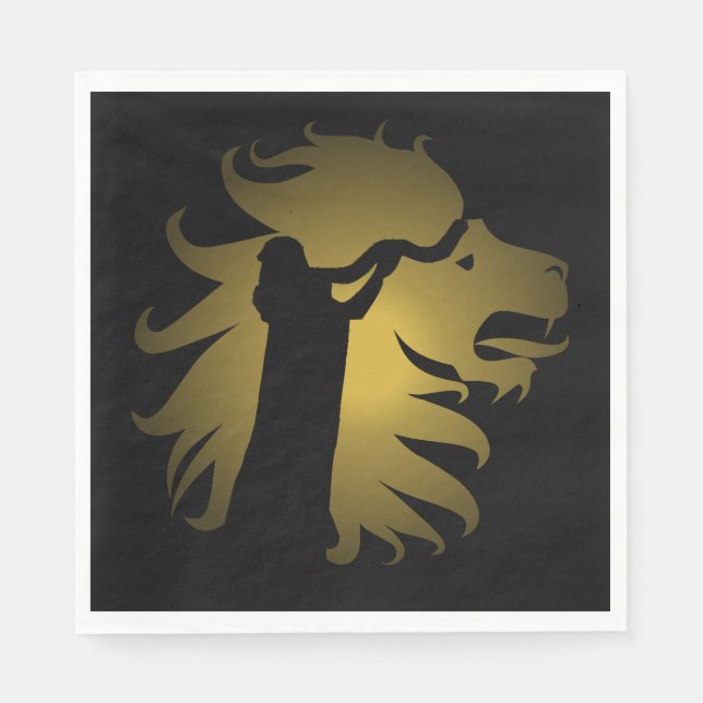 Shofar in the Lion of Judah in Gold Napkins (Front)