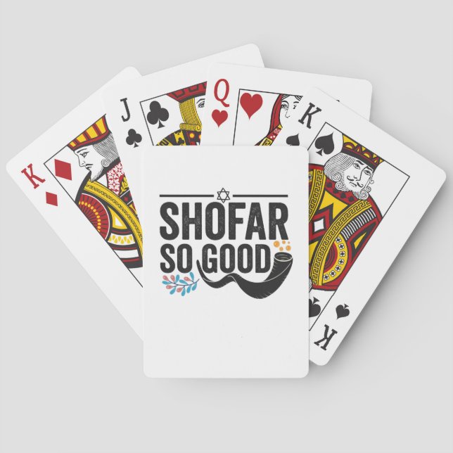 Shofar So good Funny Jewish Hanukkah Holiday Gift Poker Cards (Back)
