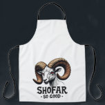 Shofar So Good Jewish Ram Hanukkah  Apron<br><div class="desc">Hanukkah humor,  shofar,  Jewish holiday,  goat graphic,  Hanukkah 2024,  festive Judaism,  shofar pun,  holiday goat,  Jewish traditions,  Hanukkah celebration,  shofar design,  holiday humor,  Jewish fun</div>