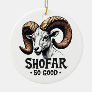 Shofar So Good Jewish Ram Hanukkah  Ceramic Ornament