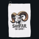 Shofar So Good Jewish Ram Hanukkah  Golf Towel<br><div class="desc">Hanukkah humor,  shofar,  Jewish holiday,  goat graphic,  Hanukkah 2024,  festive Judaism,  shofar pun,  holiday goat,  Jewish traditions,  Hanukkah celebration,  shofar design,  holiday humor,  Jewish fun</div>