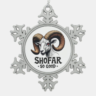 Shofar So Good Jewish Ram Hanukkah  Snowflake Pewter Christmas Ornament