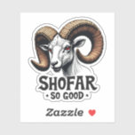 Shofar So Good Jewish Ram Hanukkah  Sticker<br><div class="desc">Hanukkah humor,  shofar,  Jewish holiday,  goat graphic,  Hanukkah 2024,  festive Judaism,  shofar pun,  holiday goat,  Jewish traditions,  Hanukkah celebration,  shofar design,  holiday humor,  Jewish fun</div>