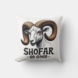 Shofar So Good Jewish Ram Hanukkah  Throw Pillow
