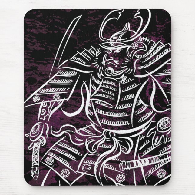 Shogun Samurai - White Calligraphy Line Mousepad (Front)