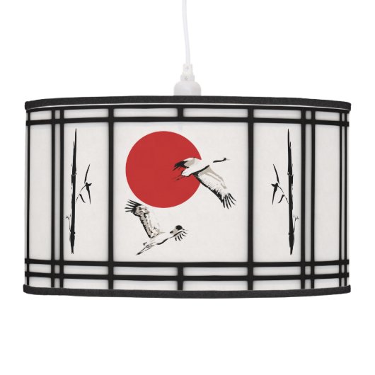 Shoji - Bamboo & Crane Ceiling Lamp (Left)