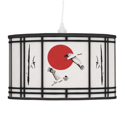 Shoji - Bamboo & Crane Ceiling Lamp (Right)