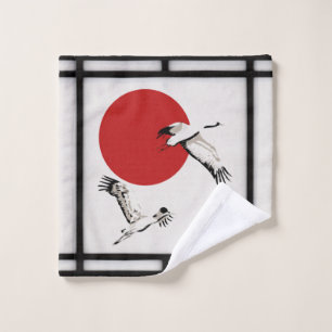 shoji - flying crane bath towel set